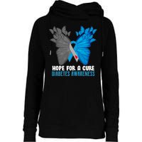 Hope For A Cure Diabetes Awareness Butterfly Womens Funnel Neck Pullover Hood