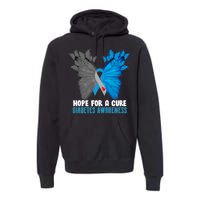 Hope For A Cure Diabetes Awareness Butterfly Premium Hoodie