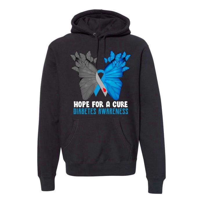 Hope For A Cure Diabetes Awareness Butterfly Premium Hoodie