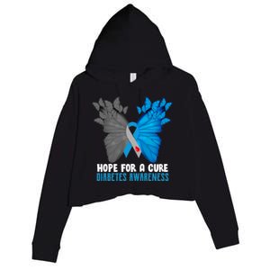 Hope For A Cure Diabetes Awareness Butterfly Crop Fleece Hoodie