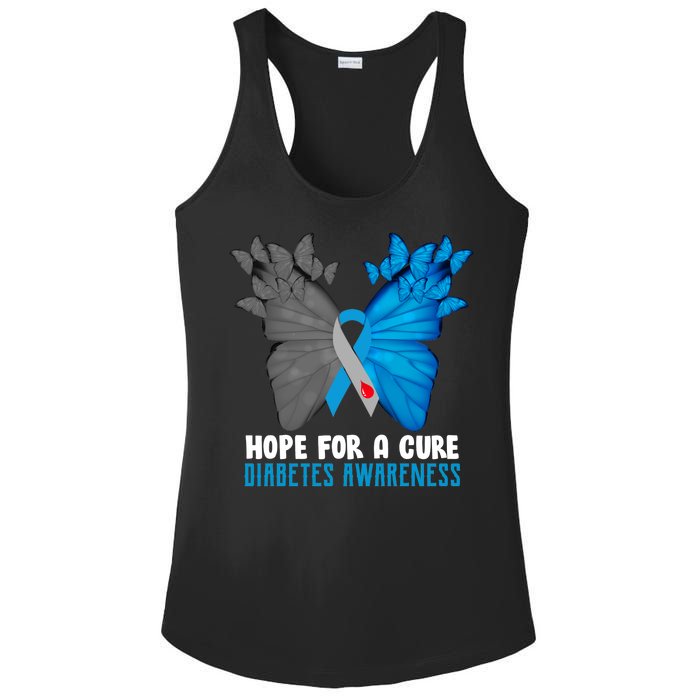 Hope For A Cure Diabetes Awareness Butterfly Ladies PosiCharge Competitor Racerback Tank