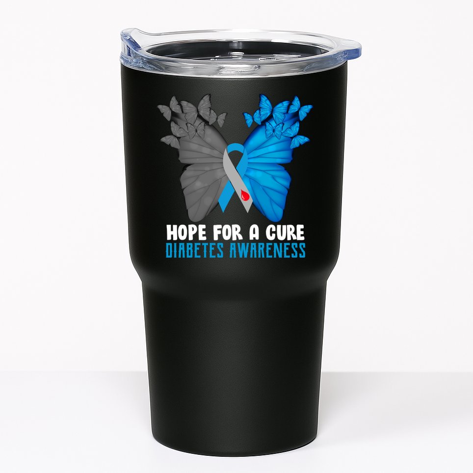 Hope For A Cure Diabetes Awareness Butterfly Tumbler