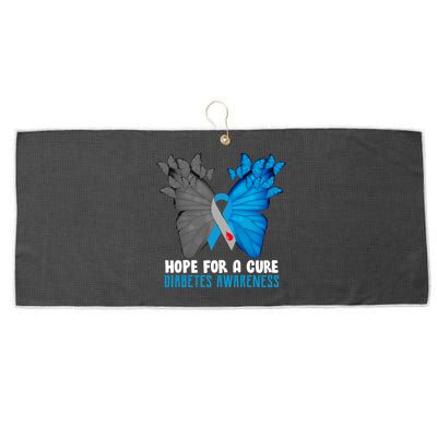 Hope For A Cure Diabetes Awareness Butterfly Large Microfiber Waffle Golf Towel