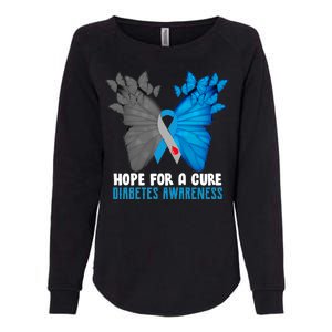 Hope For A Cure Diabetes Awareness Butterfly Womens California Wash Sweatshirt