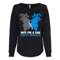 Hope For A Cure Diabetes Awareness Butterfly Womens California Wash Sweatshirt