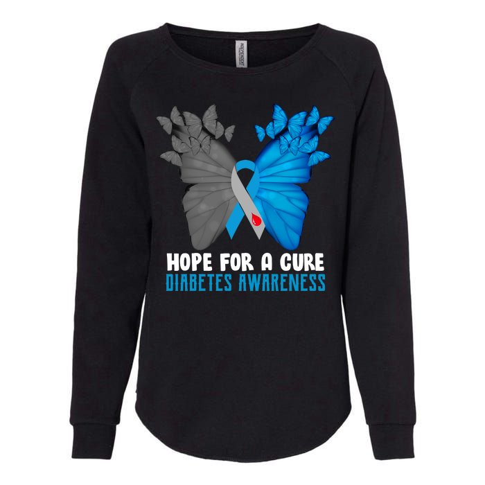 Hope For A Cure Diabetes Awareness Butterfly Womens California Wash Sweatshirt