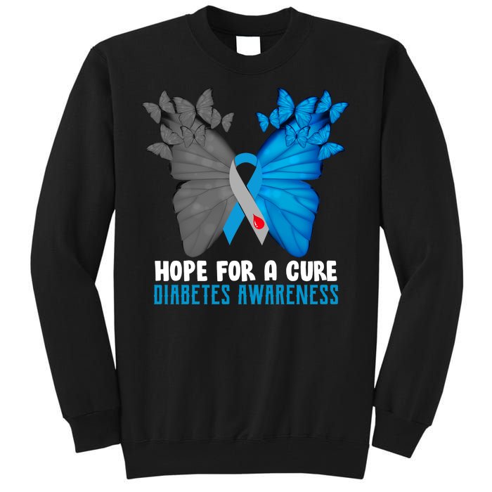 Hope For A Cure Diabetes Awareness Butterfly Tall Sweatshirt