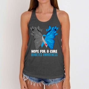 Hope For A Cure Diabetes Awareness Butterfly Women's Knotted Racerback Tank