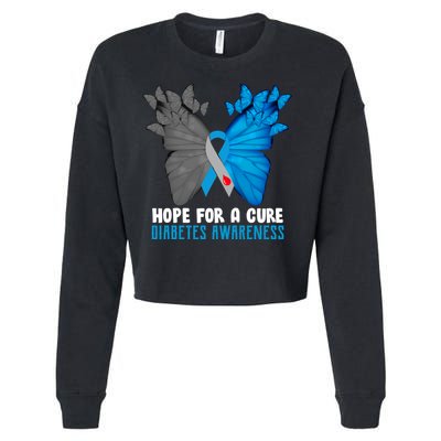 Hope For A Cure Diabetes Awareness Butterfly Cropped Pullover Crew
