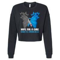 Hope For A Cure Diabetes Awareness Butterfly Cropped Pullover Crew