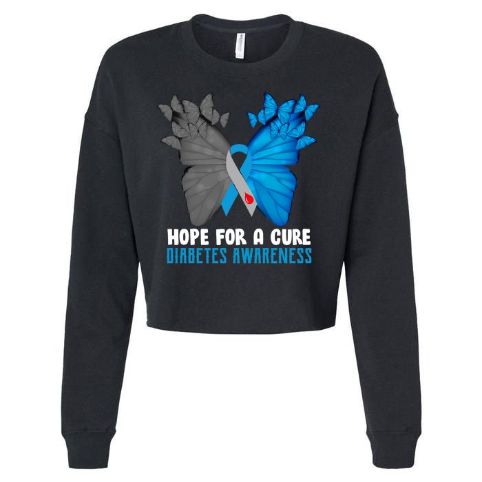 Hope For A Cure Diabetes Awareness Butterfly Cropped Pullover Crew