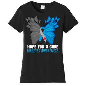 Hope For A Cure Diabetes Awareness Butterfly Women's T-Shirt