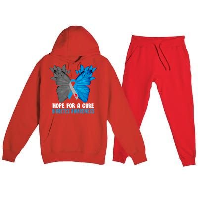 Hope For A Cure Diabetes Awareness Butterfly Premium Hooded Sweatsuit Set