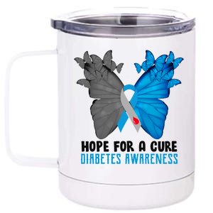 Hope For A Cure Diabetes Awareness Butterfly 12 oz Stainless Steel Tumbler Cup