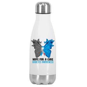 Hope For A Cure Diabetes Awareness Butterfly Stainless Steel Insulated Water Bottle