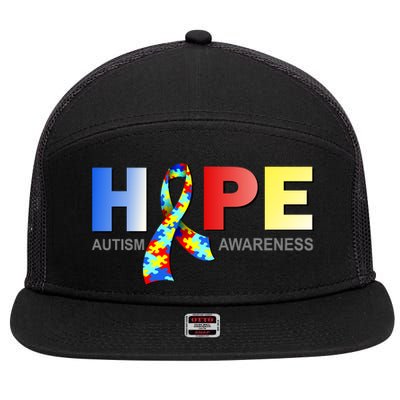 Hope For Autism Awareness Tribute 7 Panel Mesh Trucker Snapback Hat