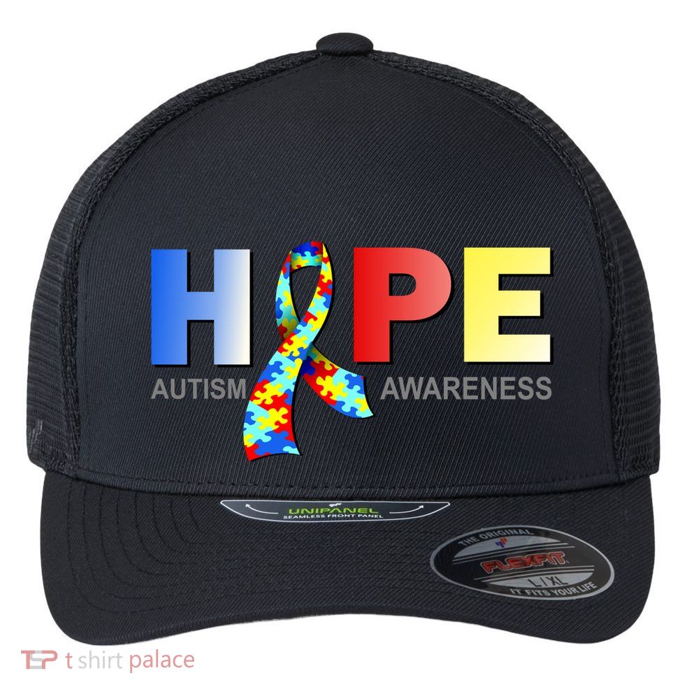 Hope For Autism Awareness Tribute Flexfit Unipanel Trucker Cap
