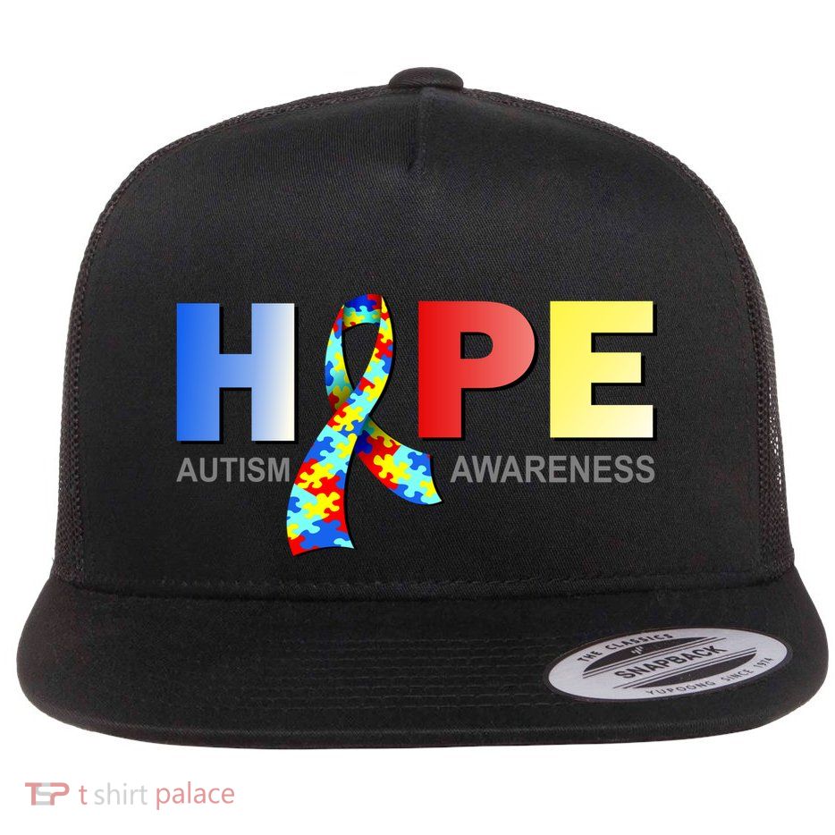 Hope For Autism Awareness Tribute Flat Bill Trucker Hat