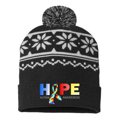 Hope For Autism Awareness Tribute USA-Made Snowflake Beanie