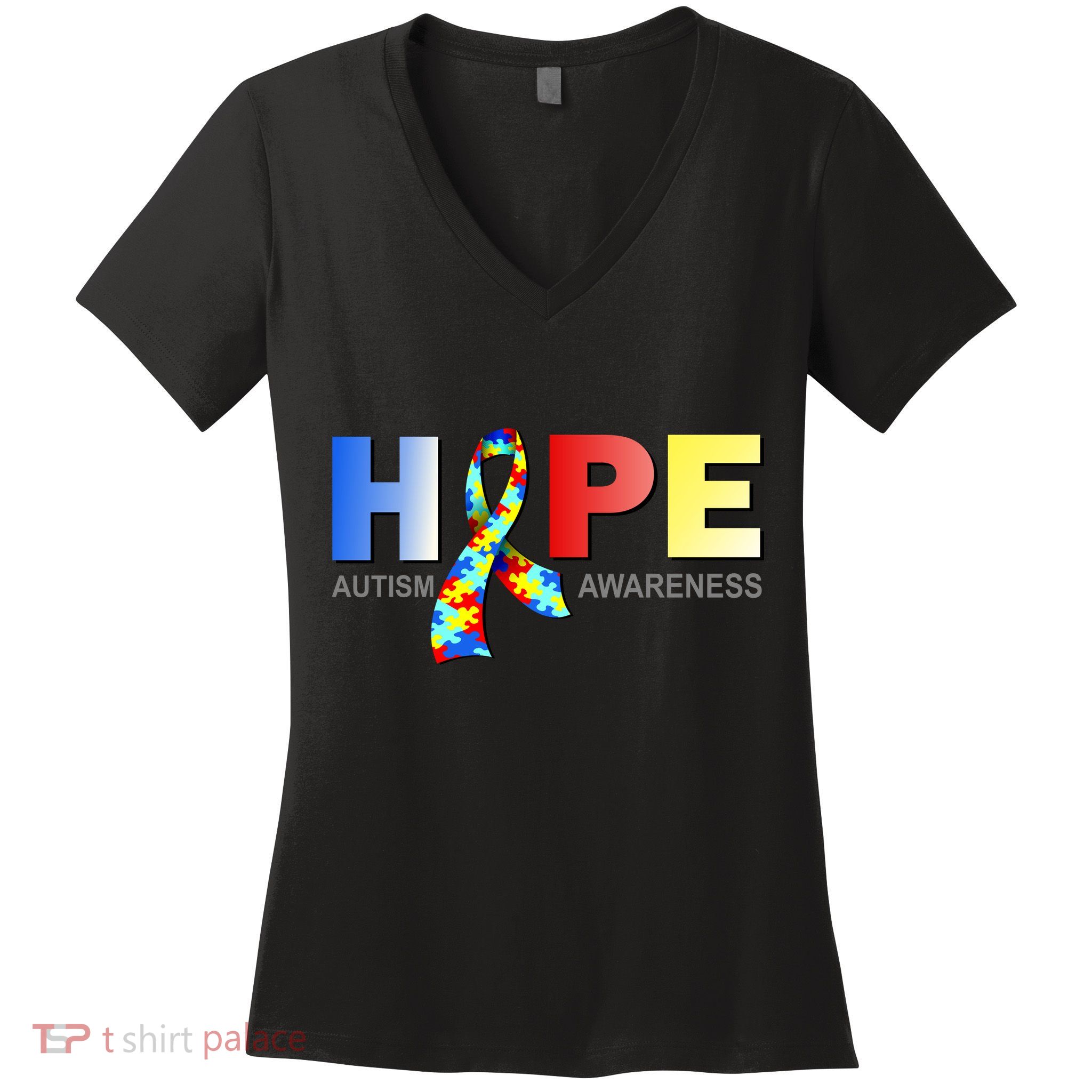 Hope For Autism Awareness Tribute Women's V-Neck T-Shirt