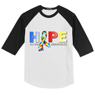 Hope For Autism Awareness Tribute Kids Colorblock Raglan Jersey