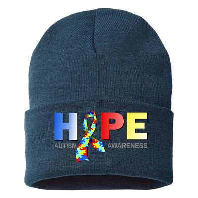 Hope For Autism Awareness Tribute Sustainable Knit Beanie