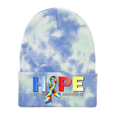 Hope For Autism Awareness Tribute Tie Dye 12in Knit Beanie