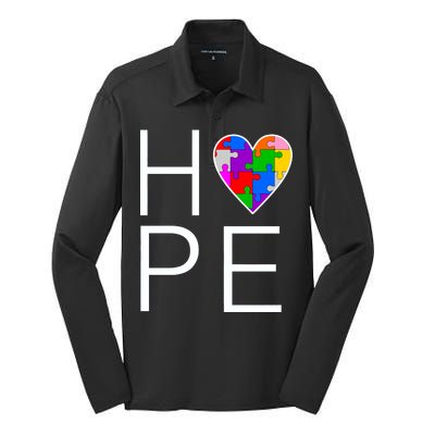 Hope Love Autism Silk Touch Performance Long Sleeve Polo