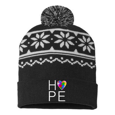 Hope Love Autism USA-Made Snowflake Beanie