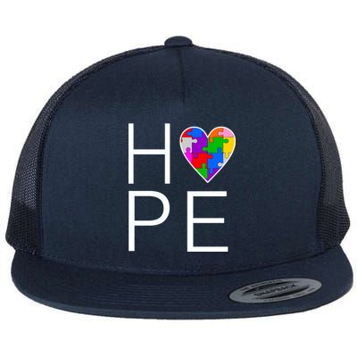 Hope Love Autism Flat Bill Trucker Hat