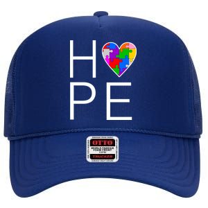 Hope Love Autism High Crown Mesh Back Trucker Hat