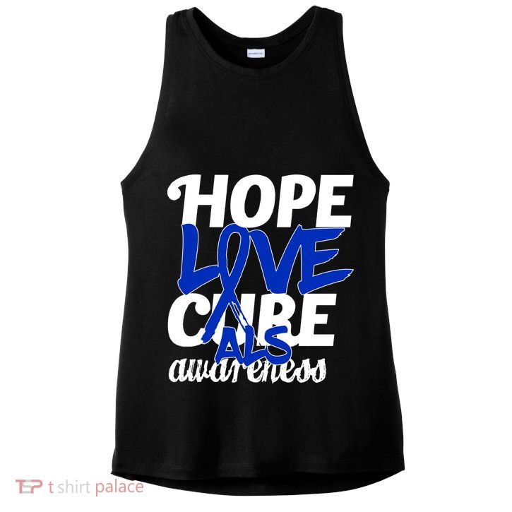 Hope Love Cure ALS Awareness Ladies PosiCharge Tri-Blend Wicking Tank
