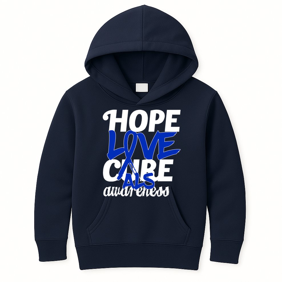 Hope Love Cure ALS Awareness Kids Hoodie