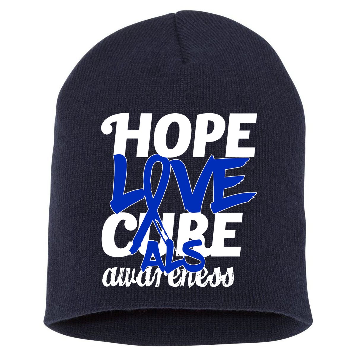 Hope Love Cure ALS Awareness Short Acrylic Beanie