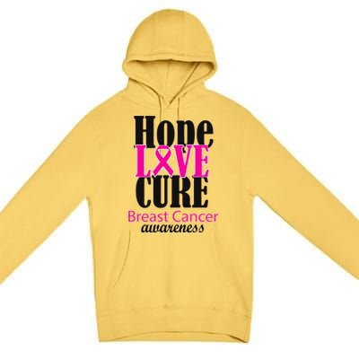 Hope Love Cure Breast Cancer Awareness Premium Pullover Hoodie