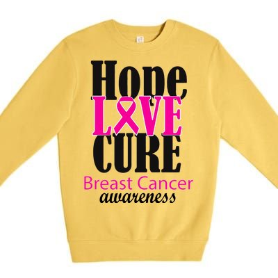 Hope Love Cure Breast Cancer Awareness Premium Crewneck Sweatshirt