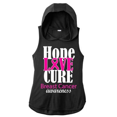 Hope Love Cure Breast Cancer Awareness Ladies PosiCharge Tri-Blend Wicking Draft Hoodie Tank