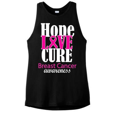 Hope Love Cure Breast Cancer Awareness Ladies PosiCharge Tri-Blend Wicking Tank