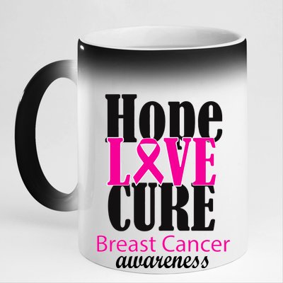 Hope Love Cure Breast Cancer Awareness 11oz Black Color Changing Mug