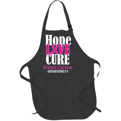 Hope Love Cure Breast Cancer Awareness Full-Length Apron With Pockets