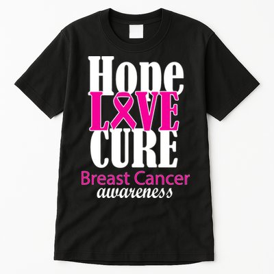 Hope Love Cure Breast Cancer Awareness Tall T-Shirt