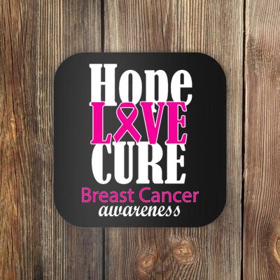 Hope Love Cure Breast Cancer Awareness Coaster