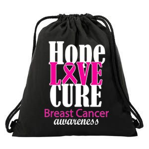 Hope Love Cure Breast Cancer Awareness Drawstring Bag