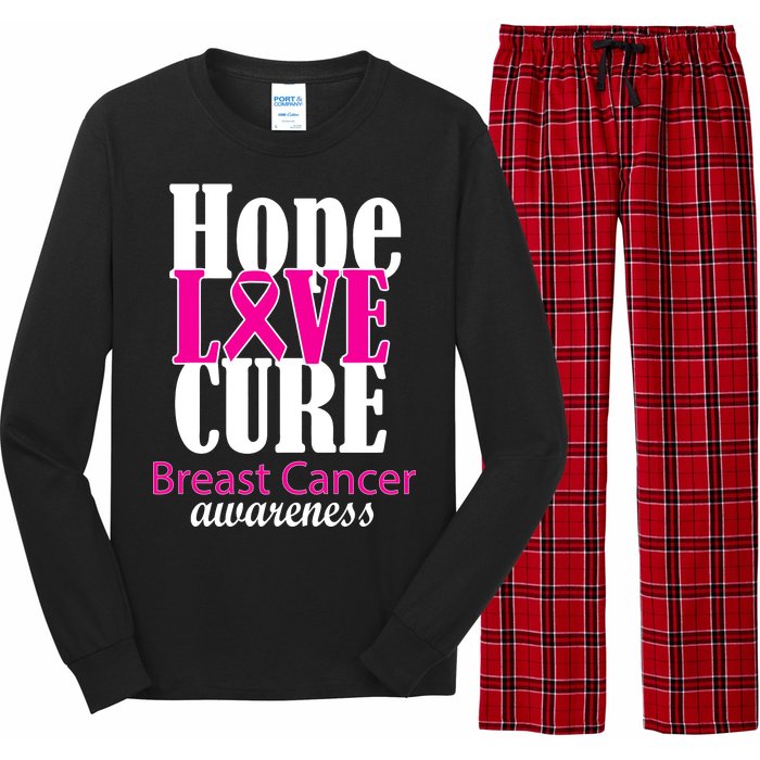 Hope Love Cure Breast Cancer Awareness Long Sleeve Pajama Set