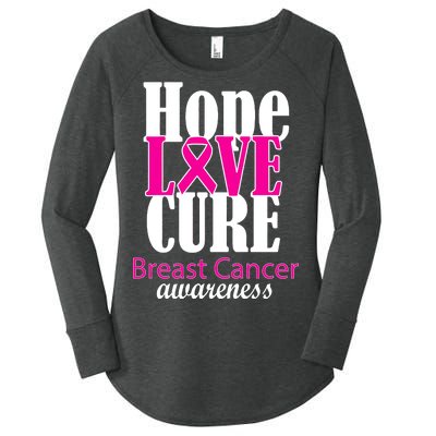 Hope Love Cure Breast Cancer Awareness Women's Perfect Tri Tunic Long Sleeve Shirt