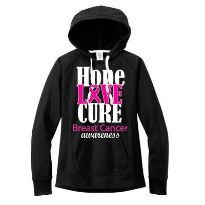 Hope Love Cure Breast Cancer Awareness Women's Fleece Hoodie