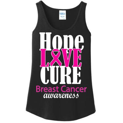 Hope Love Cure Breast Cancer Awareness Ladies Essential Tank