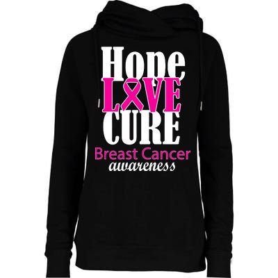 Hope Love Cure Breast Cancer Awareness Womens Funnel Neck Pullover Hood