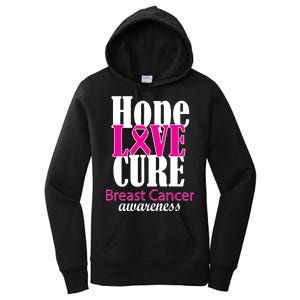 Hope Love Cure Breast Cancer Awareness Women's Pullover Hoodie