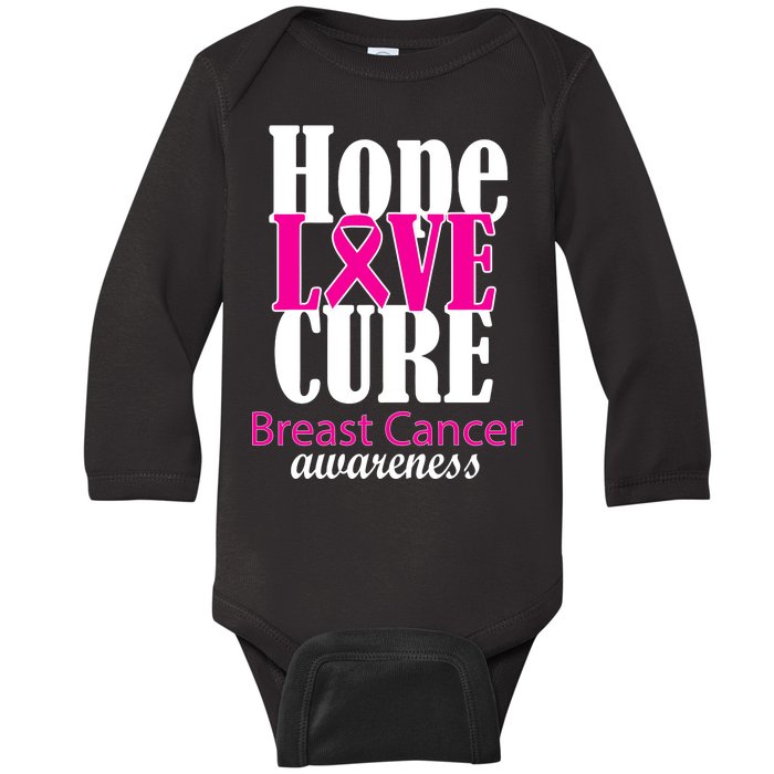 Hope Love Cure Breast Cancer Awareness Baby Long Sleeve Bodysuit